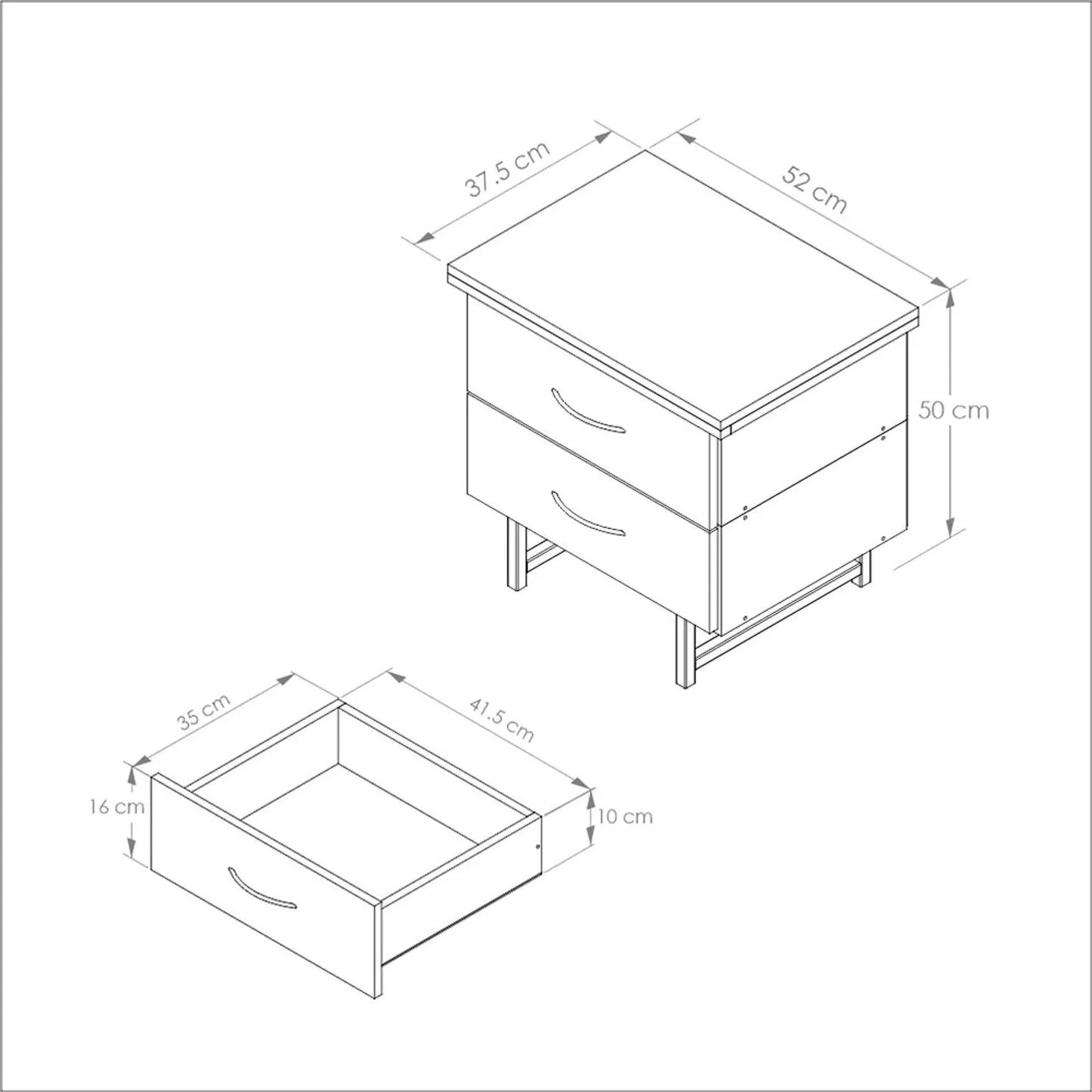 🛏️✨ Mesa de Noche Eli Moduofi – 2 Cajones ✨🛏️