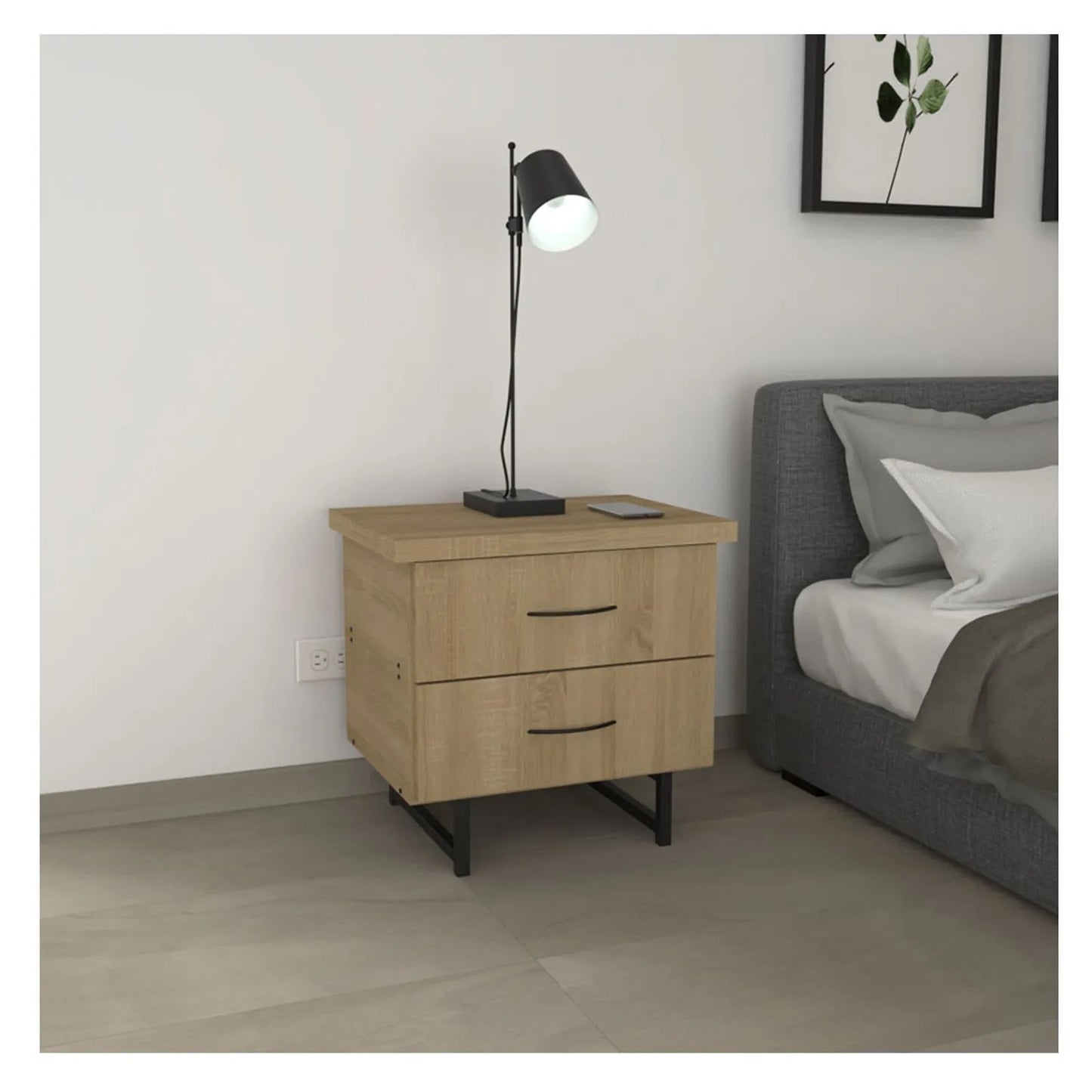 🛏️✨ Mesa de Noche Eli Moduofi – 2 Cajones ✨🛏️