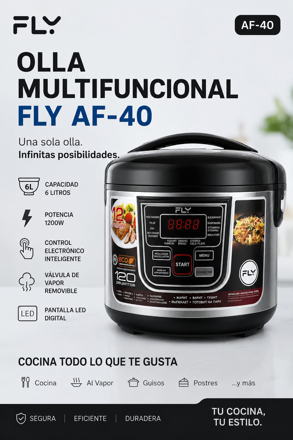 Olla multifuncional 6 litros fly