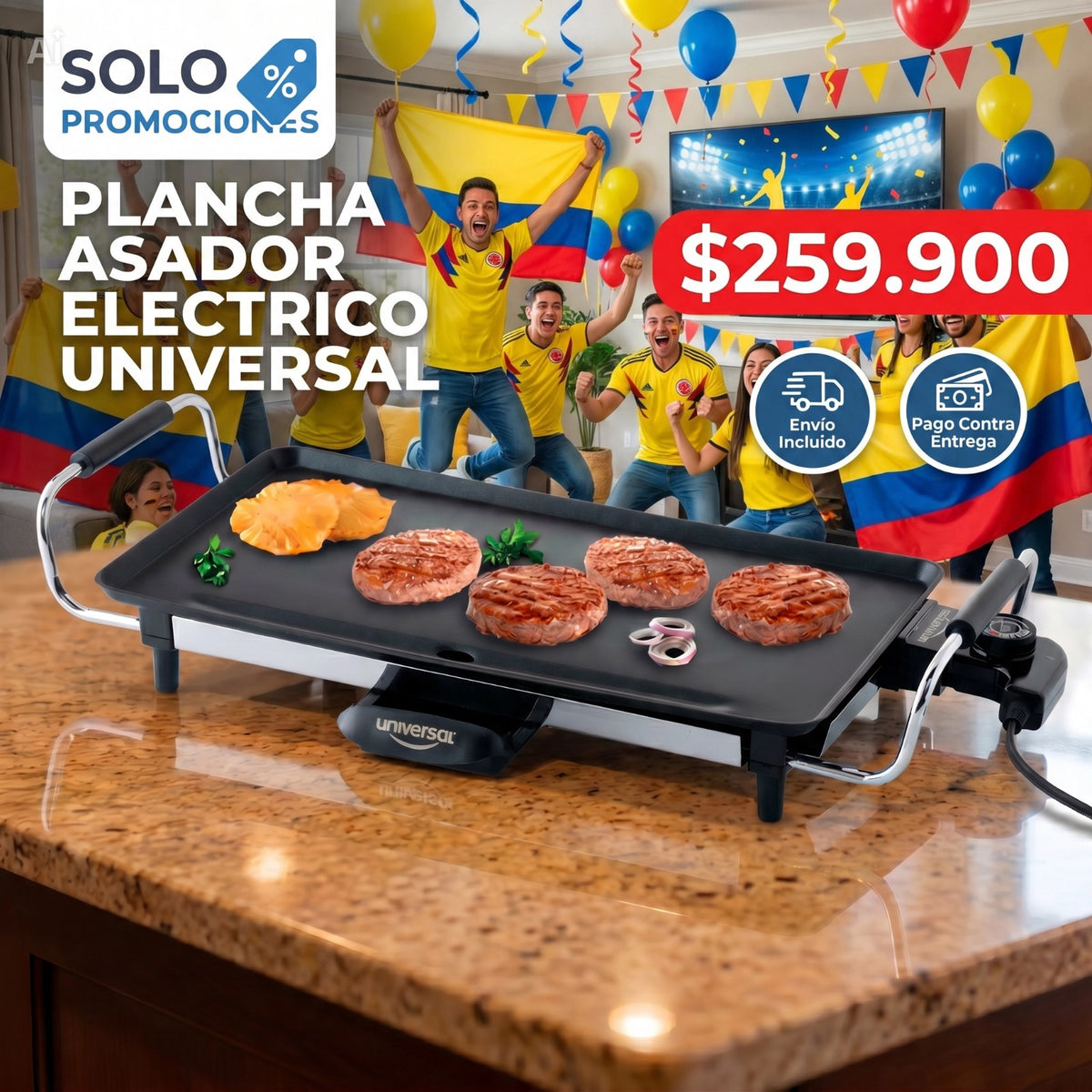 Plancha Asador Eléctrico Universal