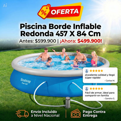 Piscina Borde Inflable Redonda Bestway 457 x 84 cm