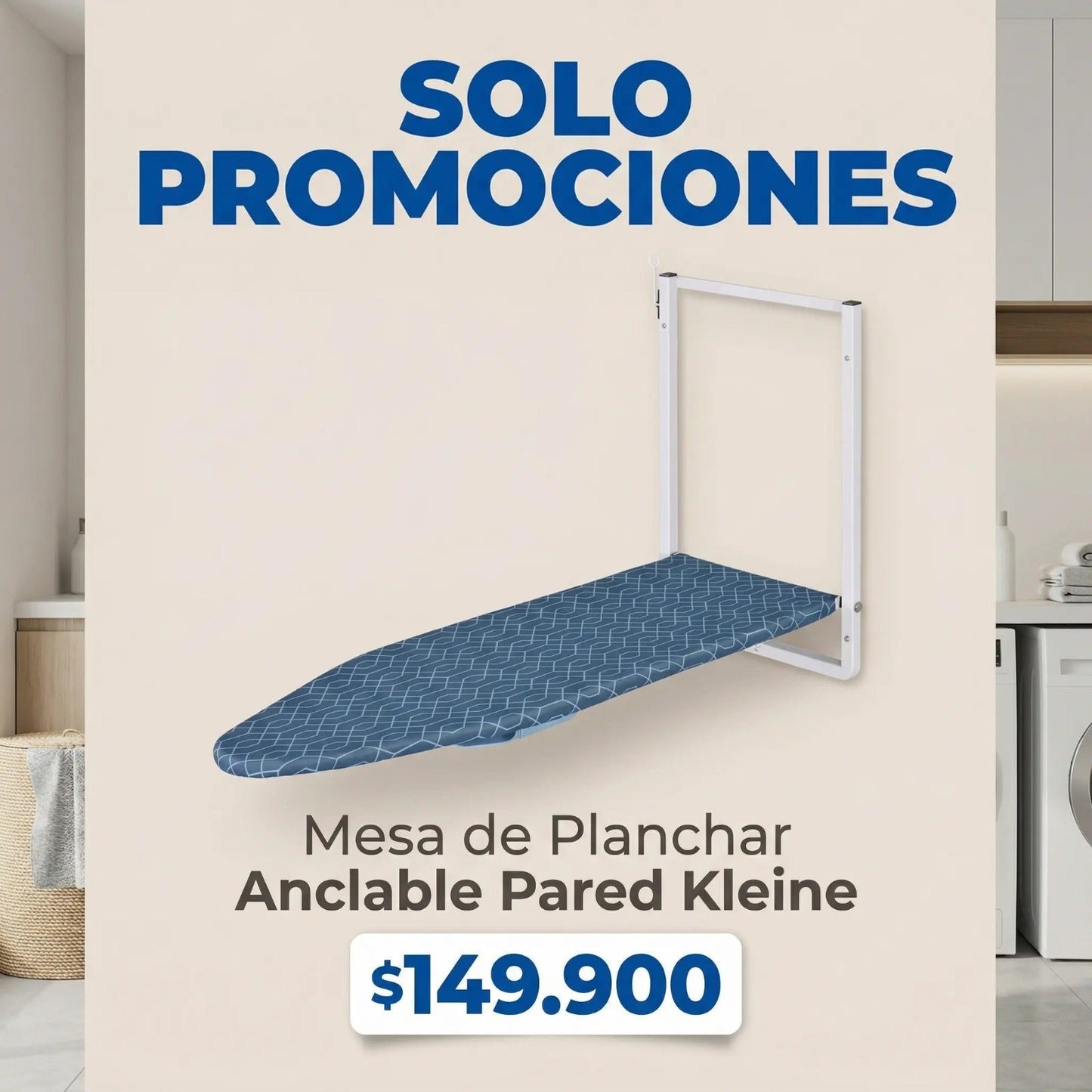 Mesa de planchar Kleine anclable a la pared, práctica y ahorra espacio.