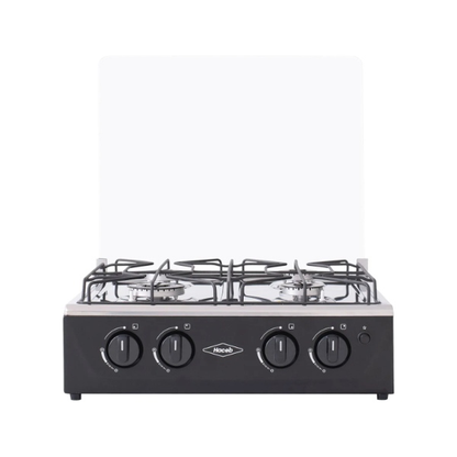 Estufa de Sobremesa 4 Puestos Tapa Vidrio Gas Negro